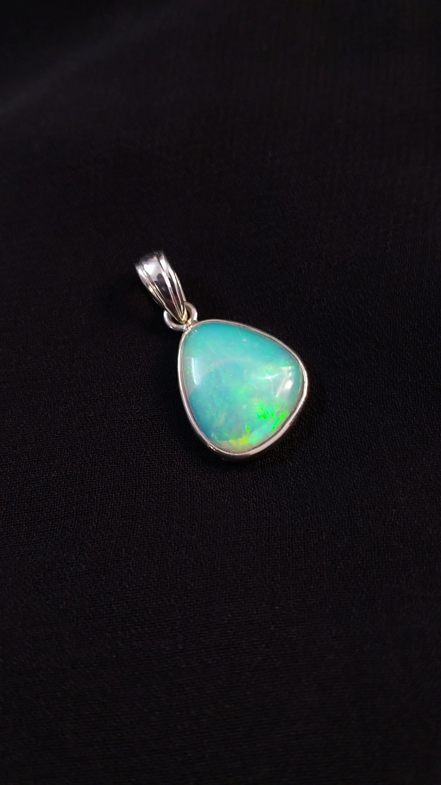 Natural Ethiopian Opal Gemstone Pendant, Dainty Silver Pendant, Fire Opal Jewelry Gift for Her