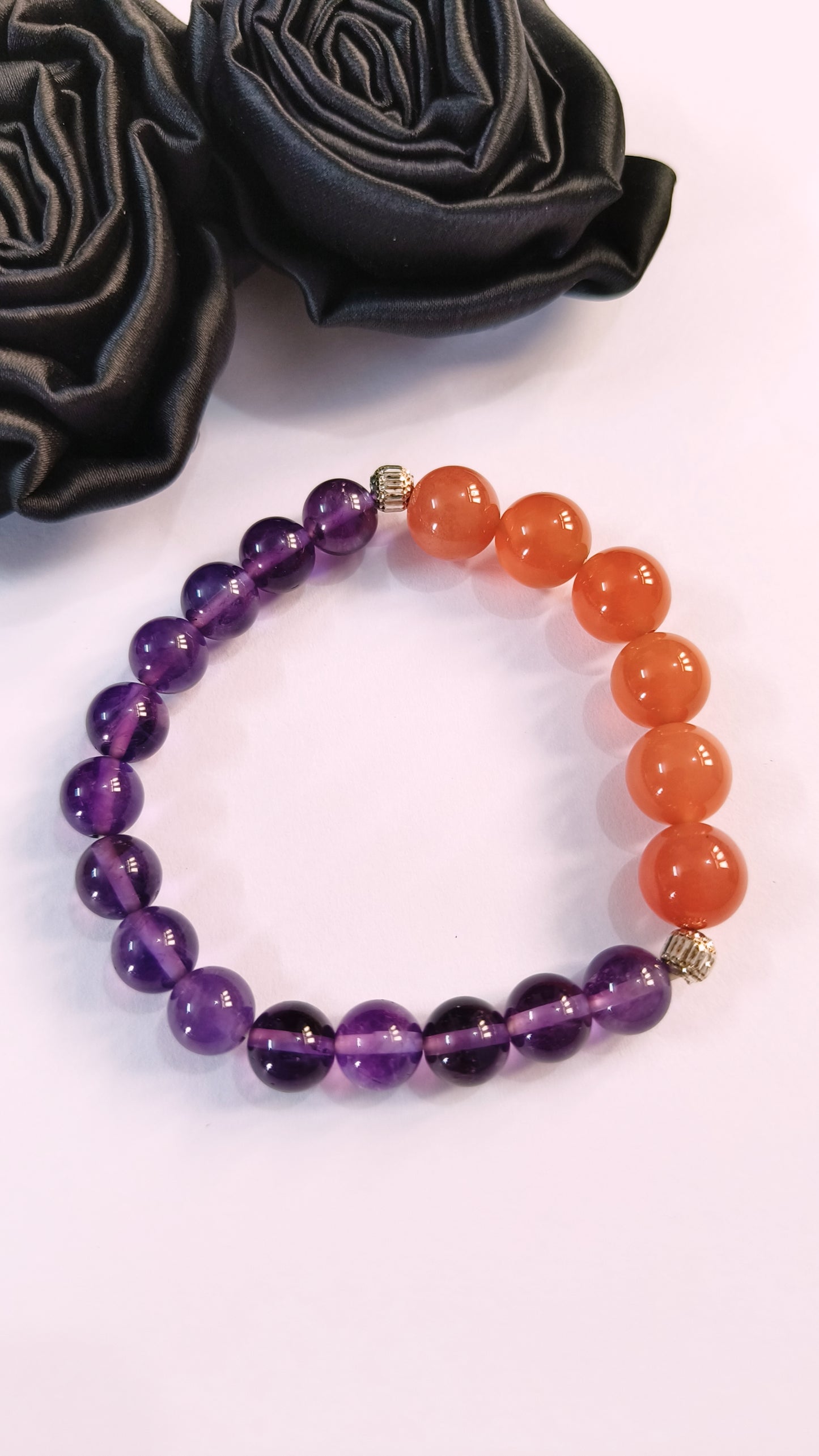 Natural Coloured Gemstone Bracelets, Half and Half Beads Bracelets, Healing Crystals Bracelet
