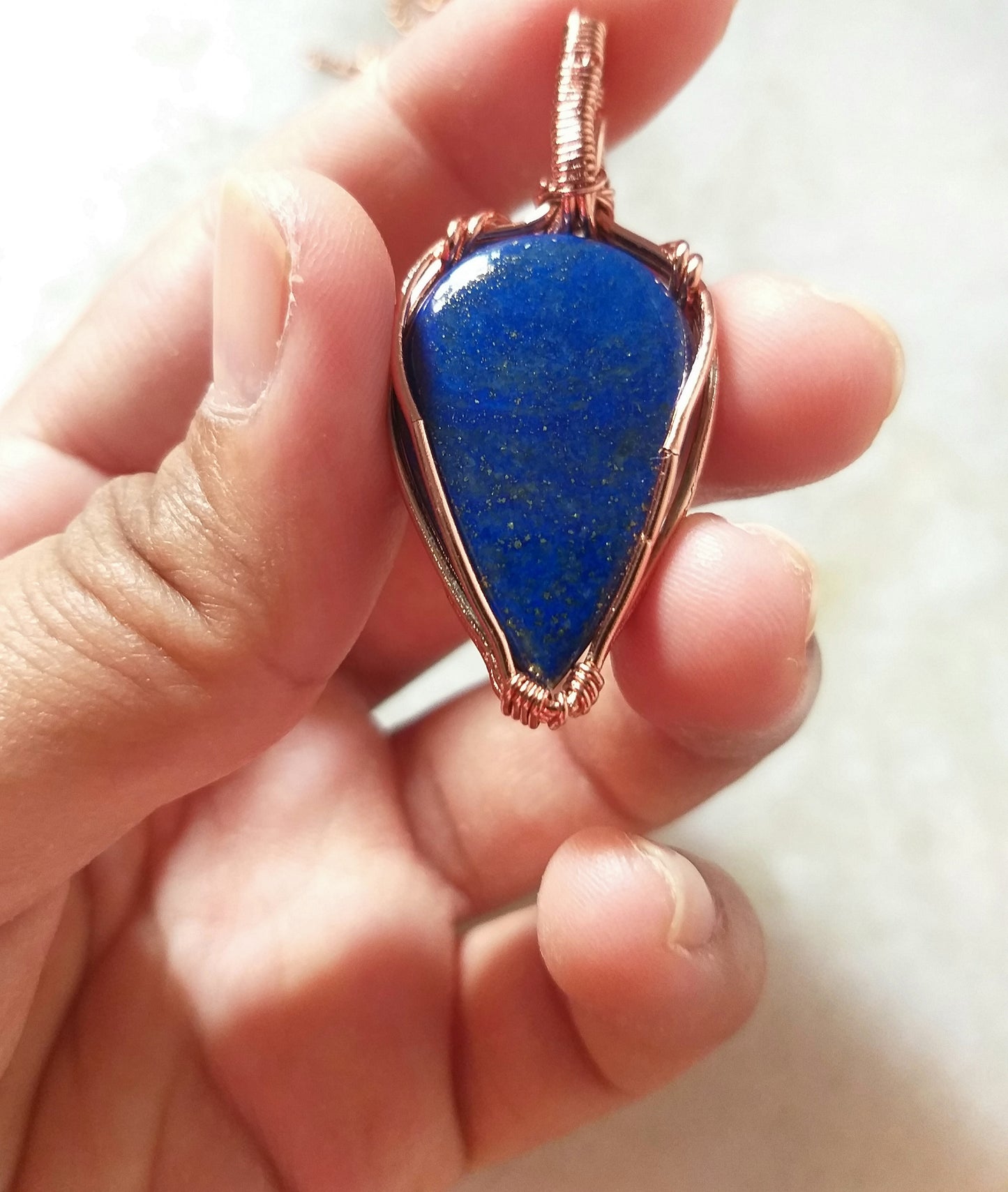 Natural Blue Lapis Lazuli Pear Cabochon Pendant, Royal Blue Gemstone Necklace
