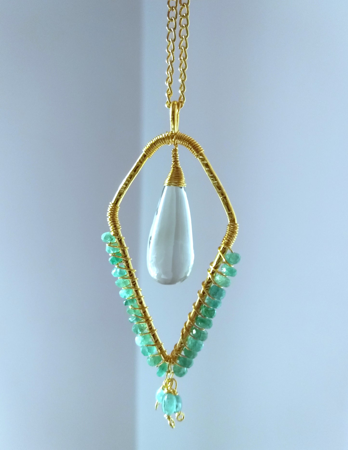 Natural Emerald and Green Amethyst Pendant