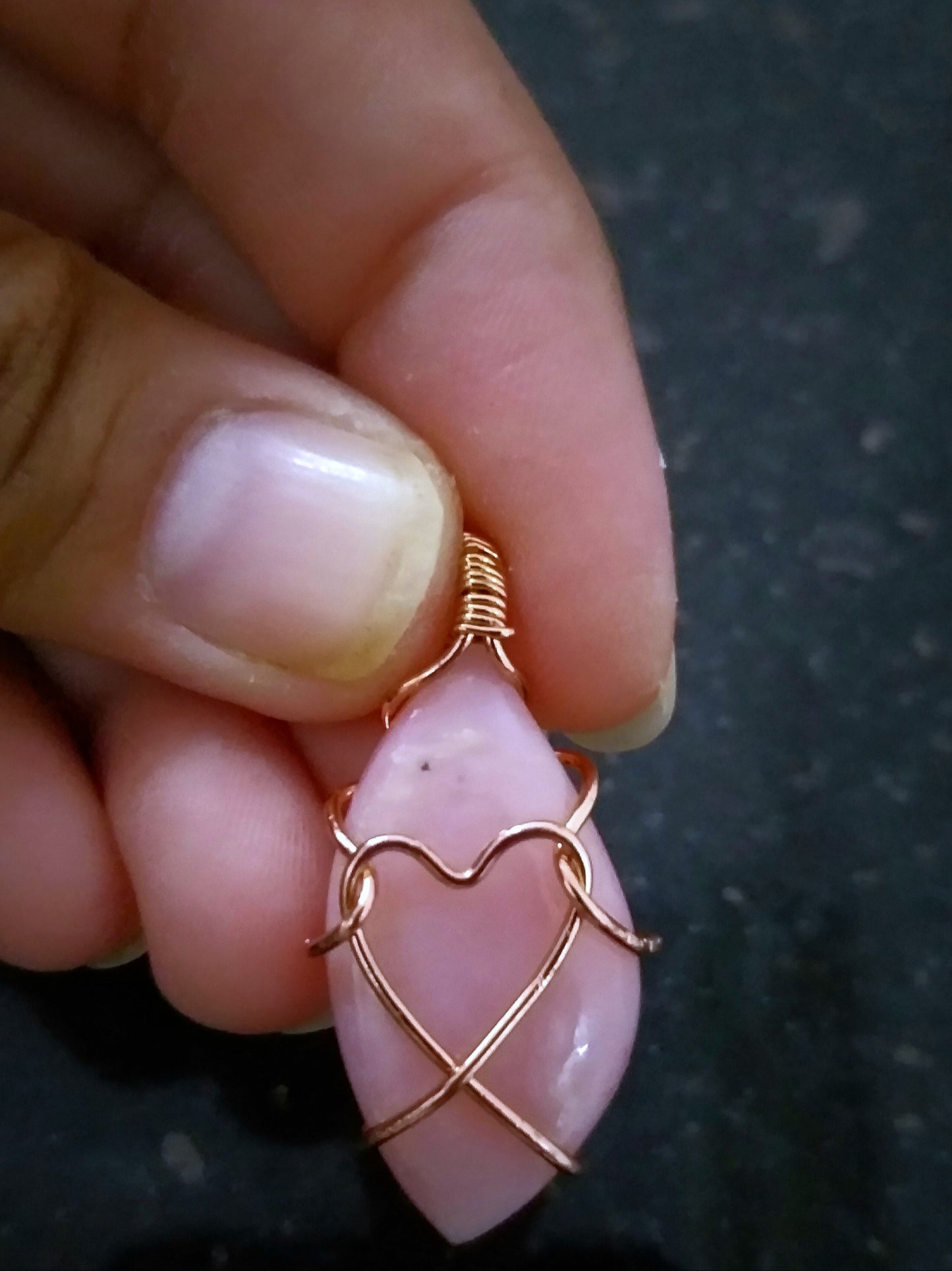 Pink Opal Fancy Shape Dainty Heart Pendant, Pink Gemstone Necklace
