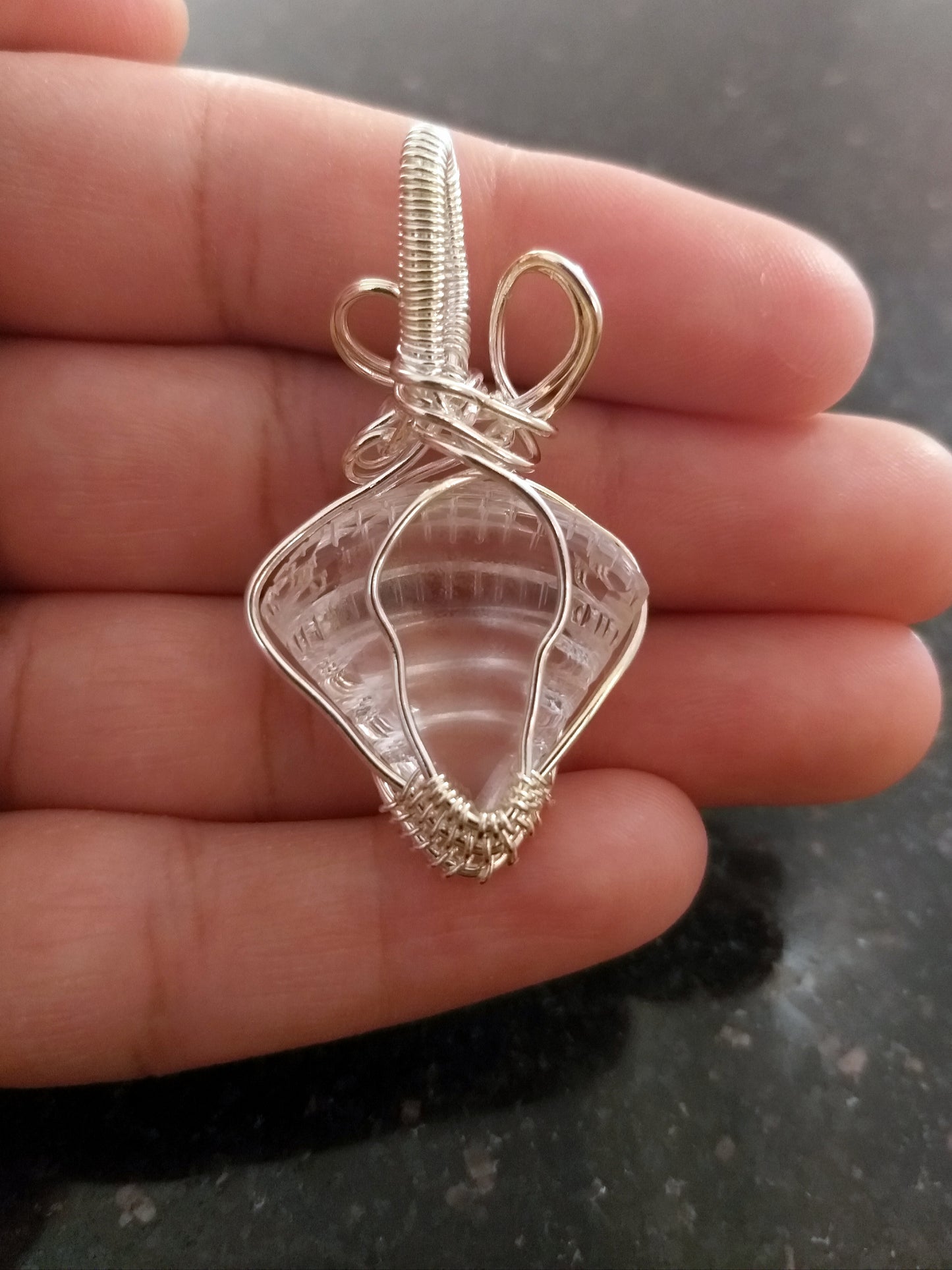 Hand Carved Fancy Shape Crystal Pendant, Natural Crystal Necklace