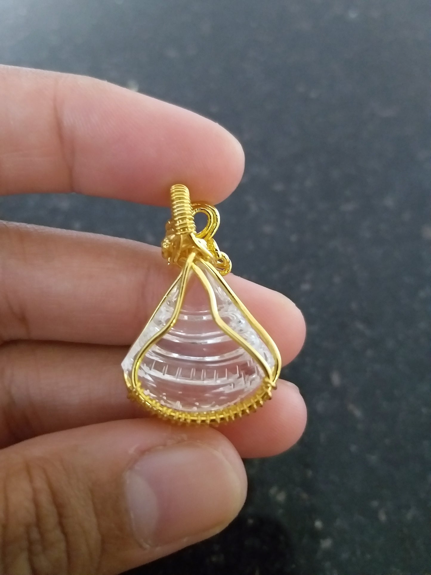 Hand Carved Natural Crystal Pendant, Rock Crystal Gemstone Necklace