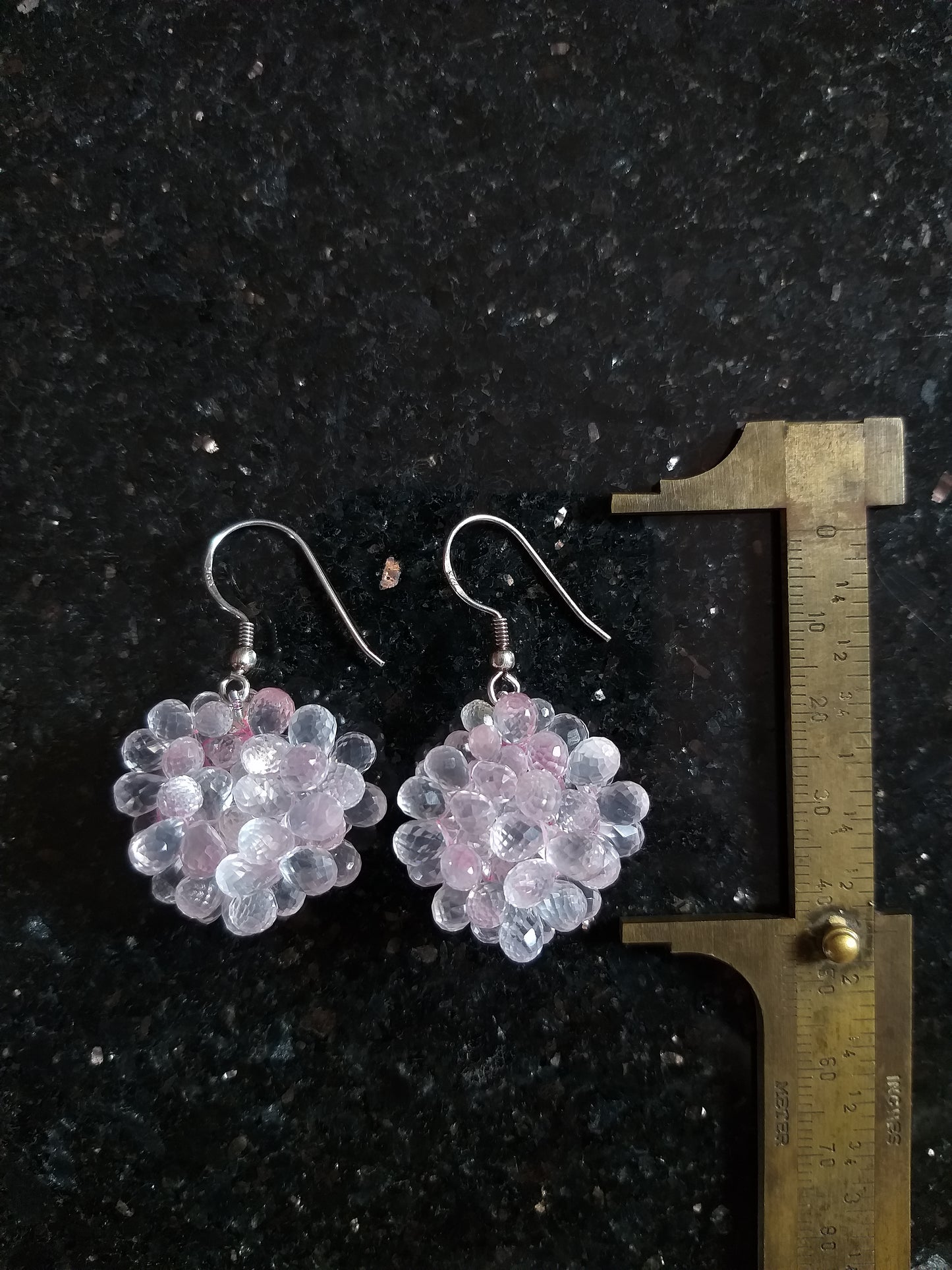 Natural Rose Quartz Gemstones Earrings, Pink Drops Earrings