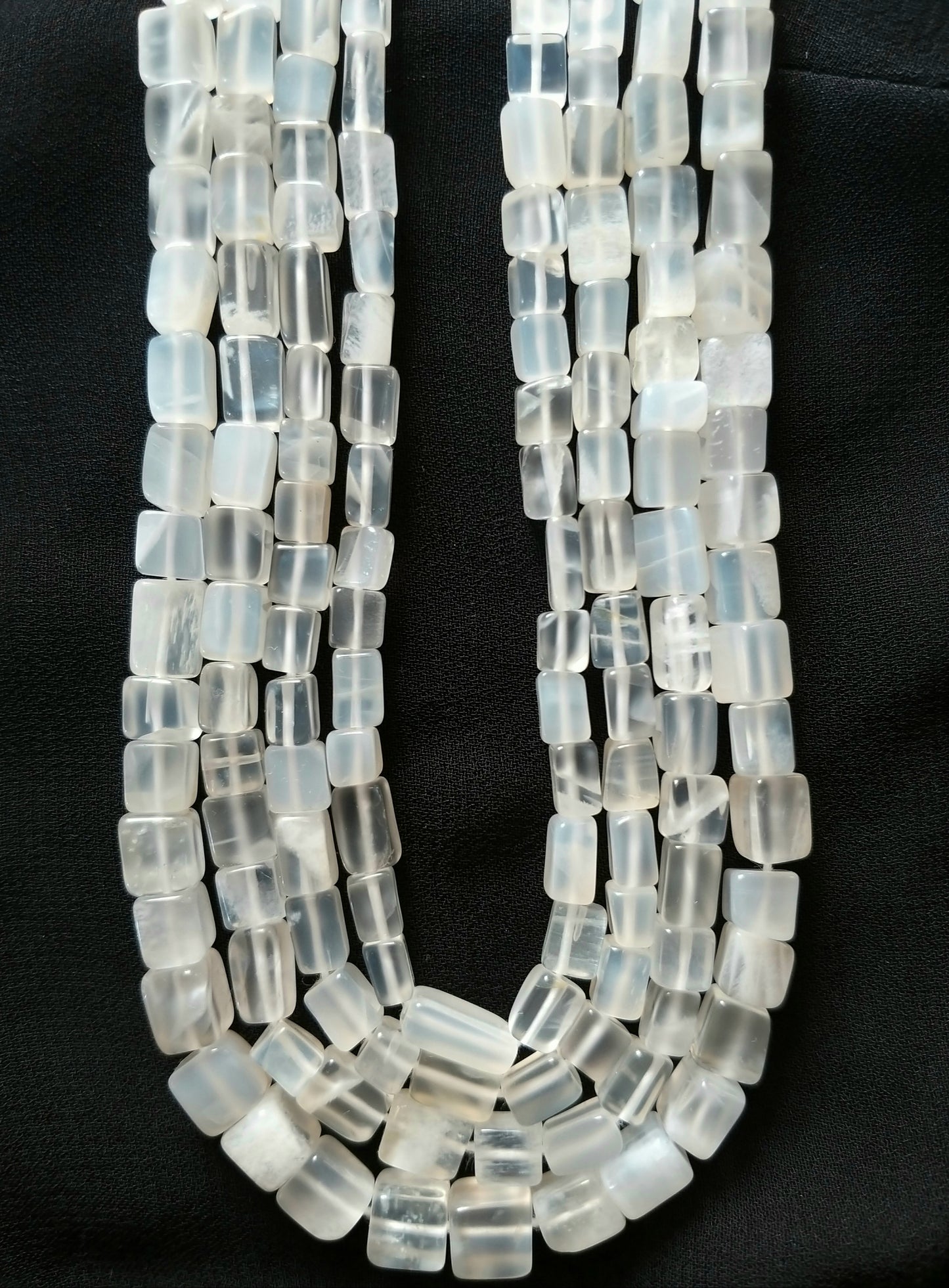 Natural Multi Color Moonstone Fancy Beads Necklace with Bracelet, Oval Beads Layered Necklace