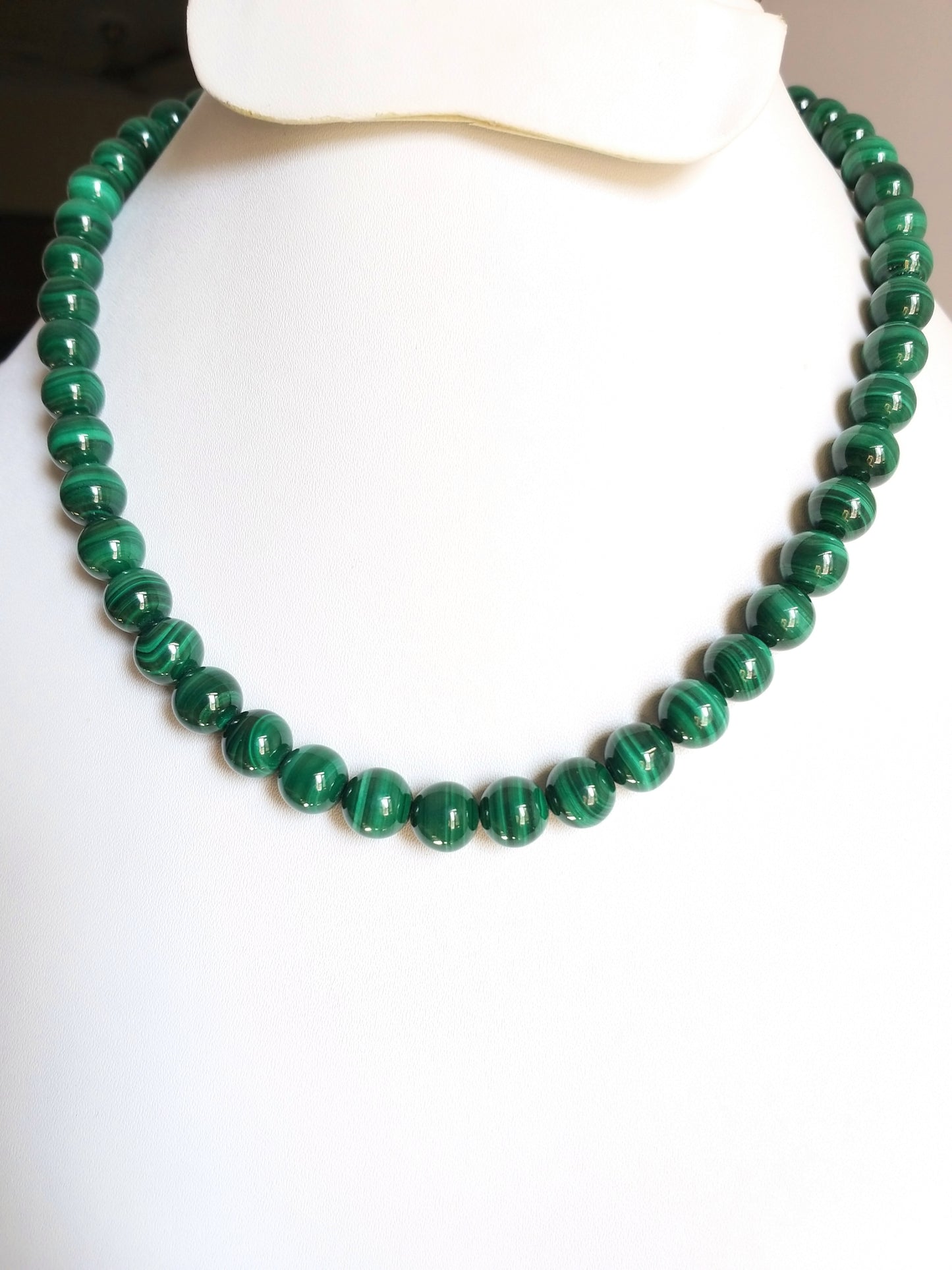 Natural Malachite Beads Necklace, Large Green Beads Necklace