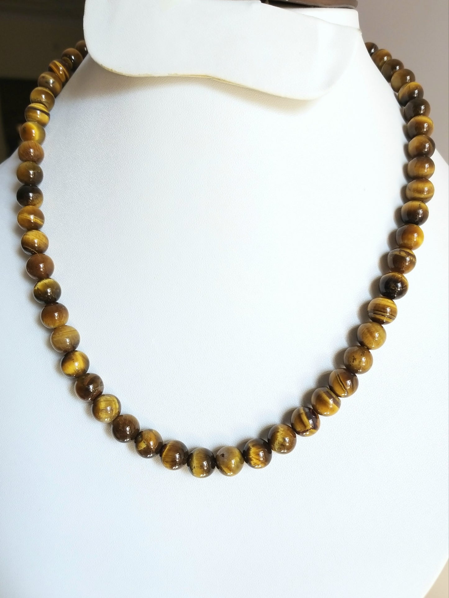 Natural Tiger's Eye Beads Necklace, Large Beads Necklace