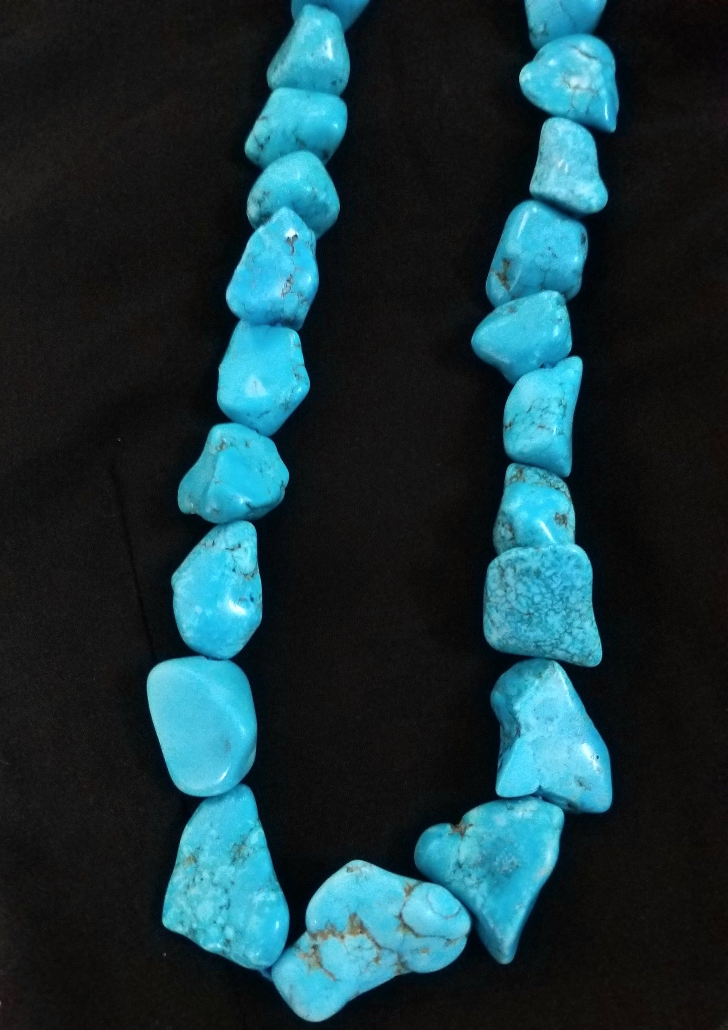 Turquoise Tumble Beads Necklace, Large Turquoise Gemstones Necklace
