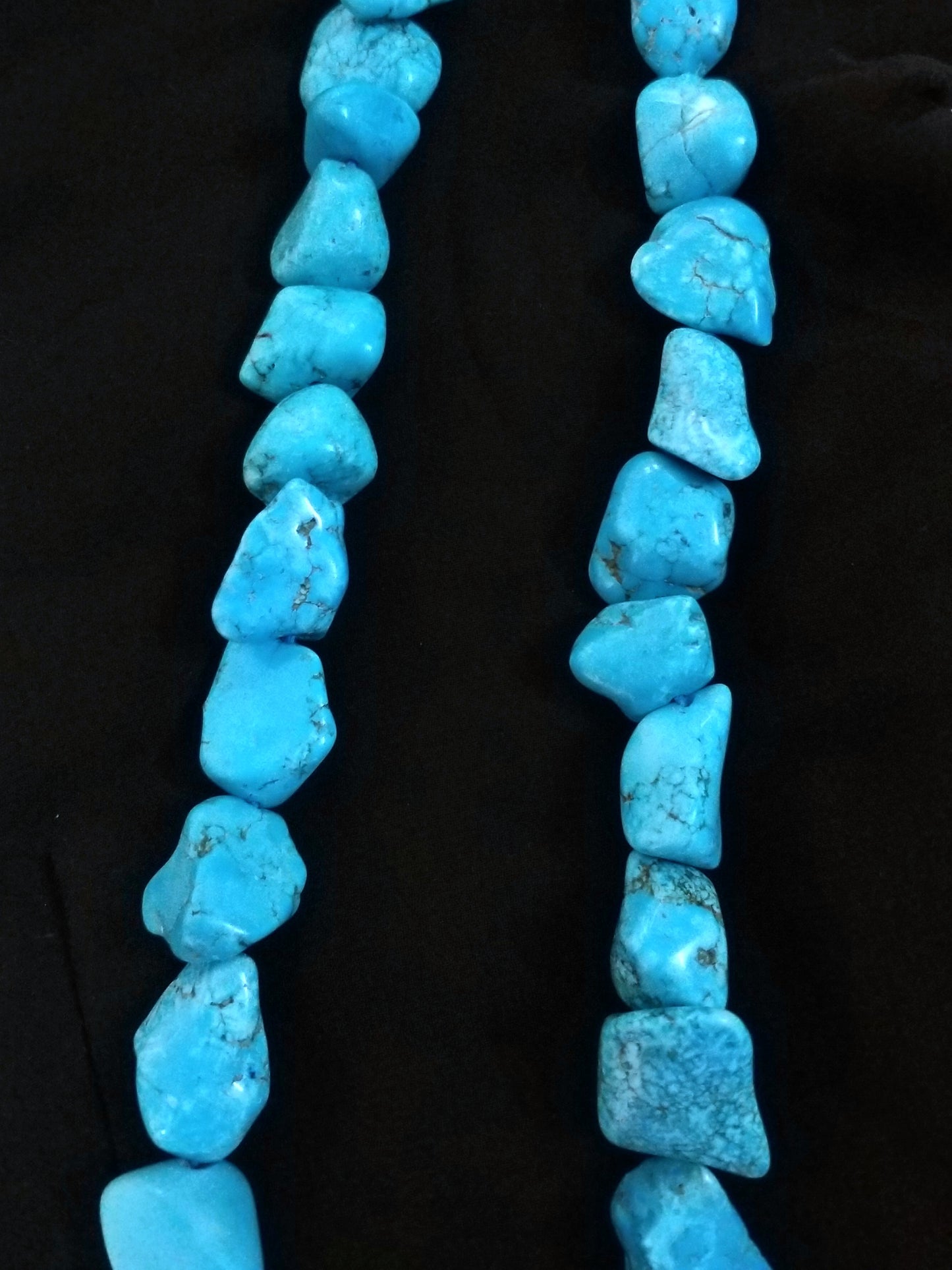 Turquoise Tumble Beads Necklace, Large Turquoise Gemstones Necklace