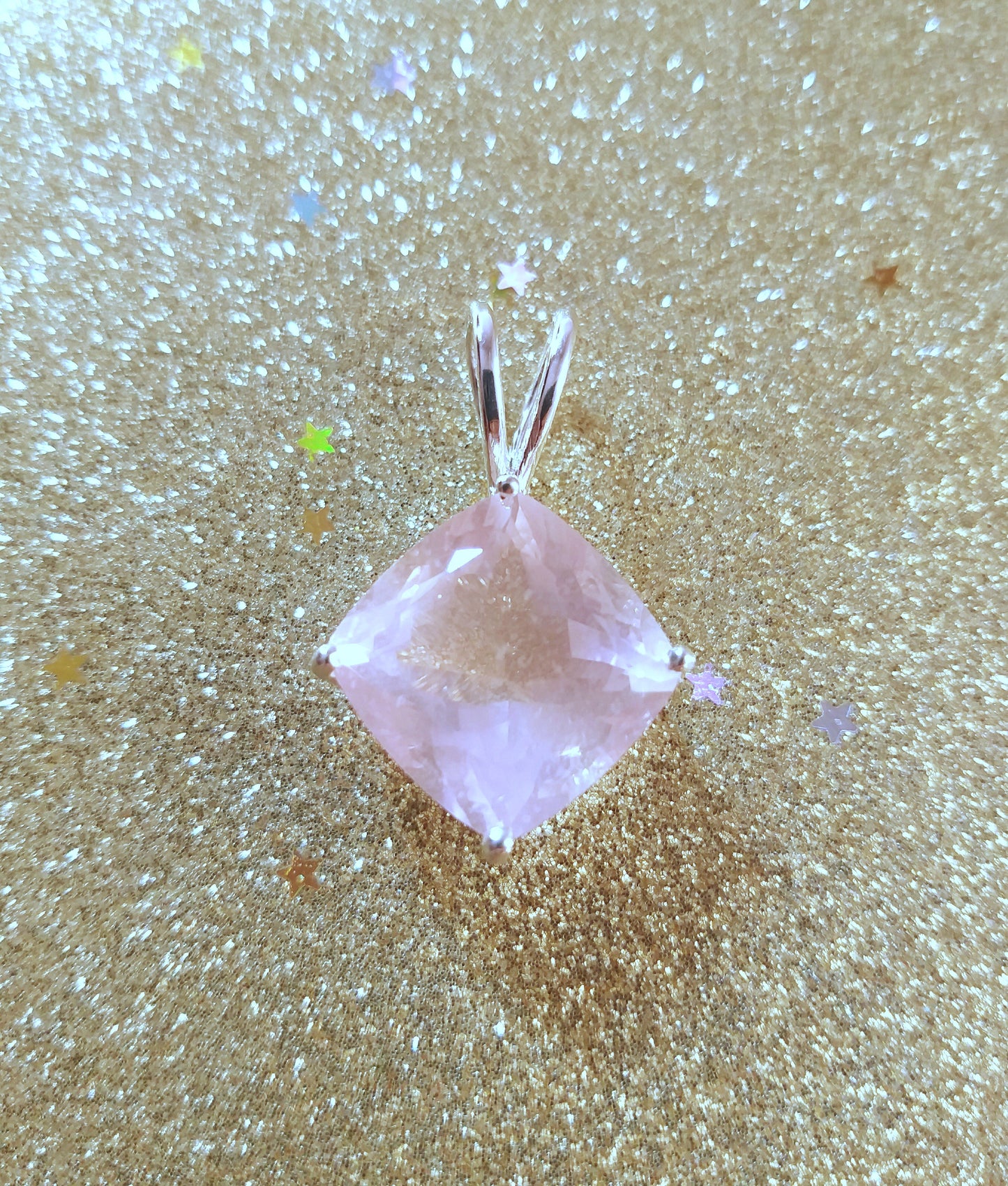 Natural Rose Quartz Fine Jewelry 925 Sterling Silver Pendant, Pink Gift For Her
