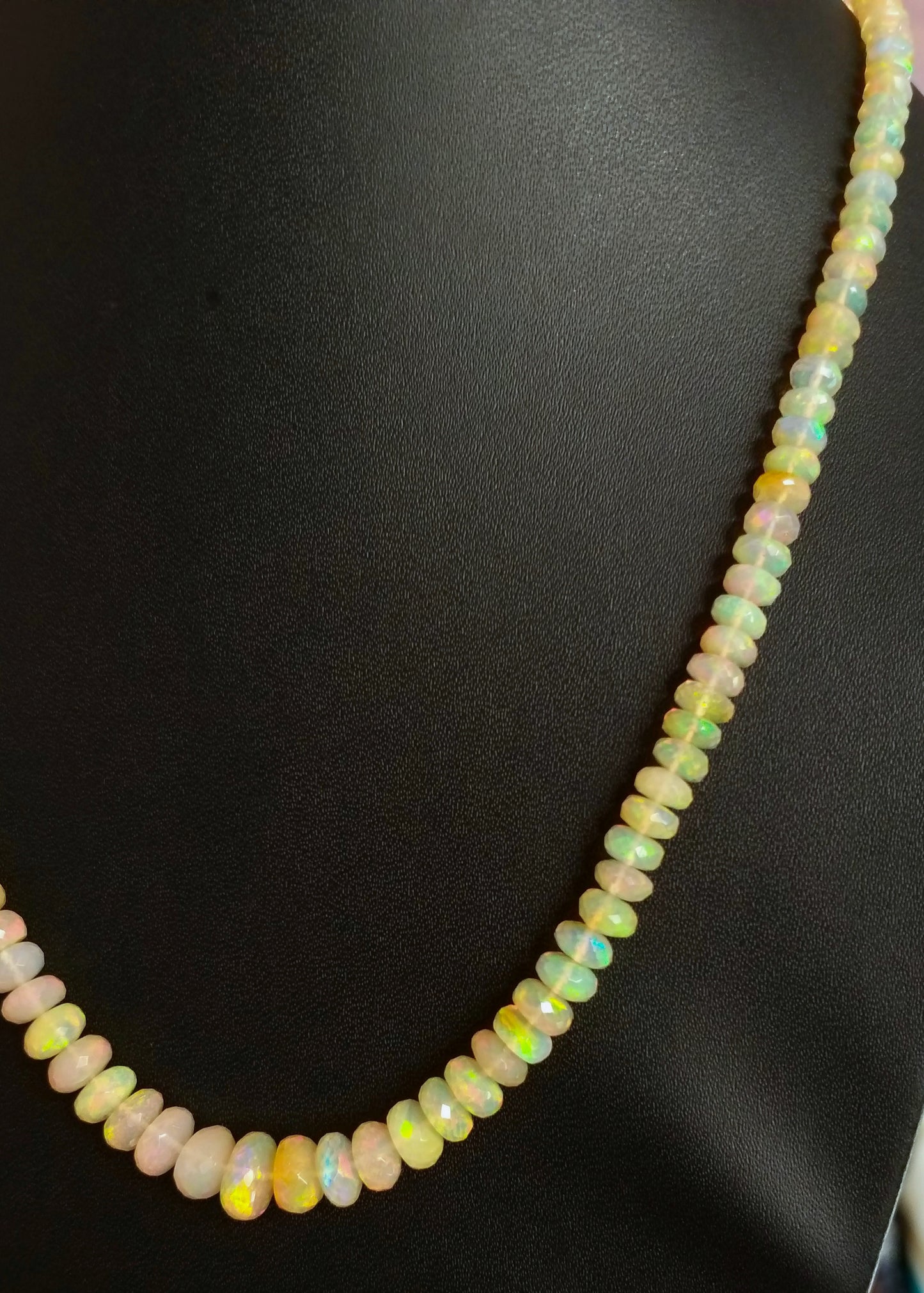 Natural Ethiopian Welo Precious Faceted Opal Beads Necklace,  Single Strand Necklace