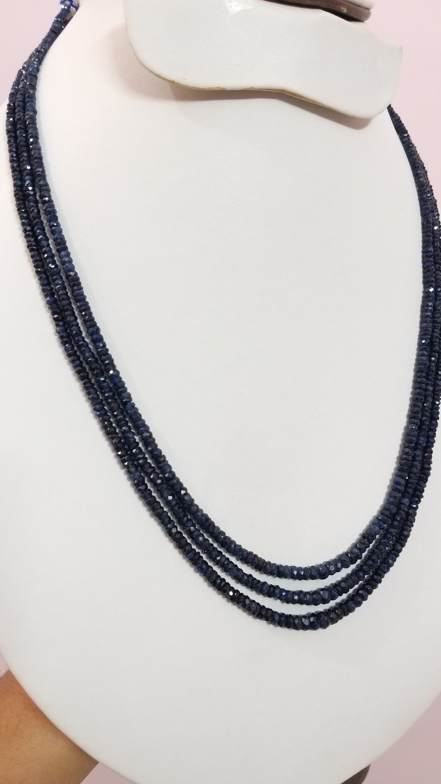 Natural Blue Sapphire Faceted Beads Necklace, Blue Sapphire Necklace