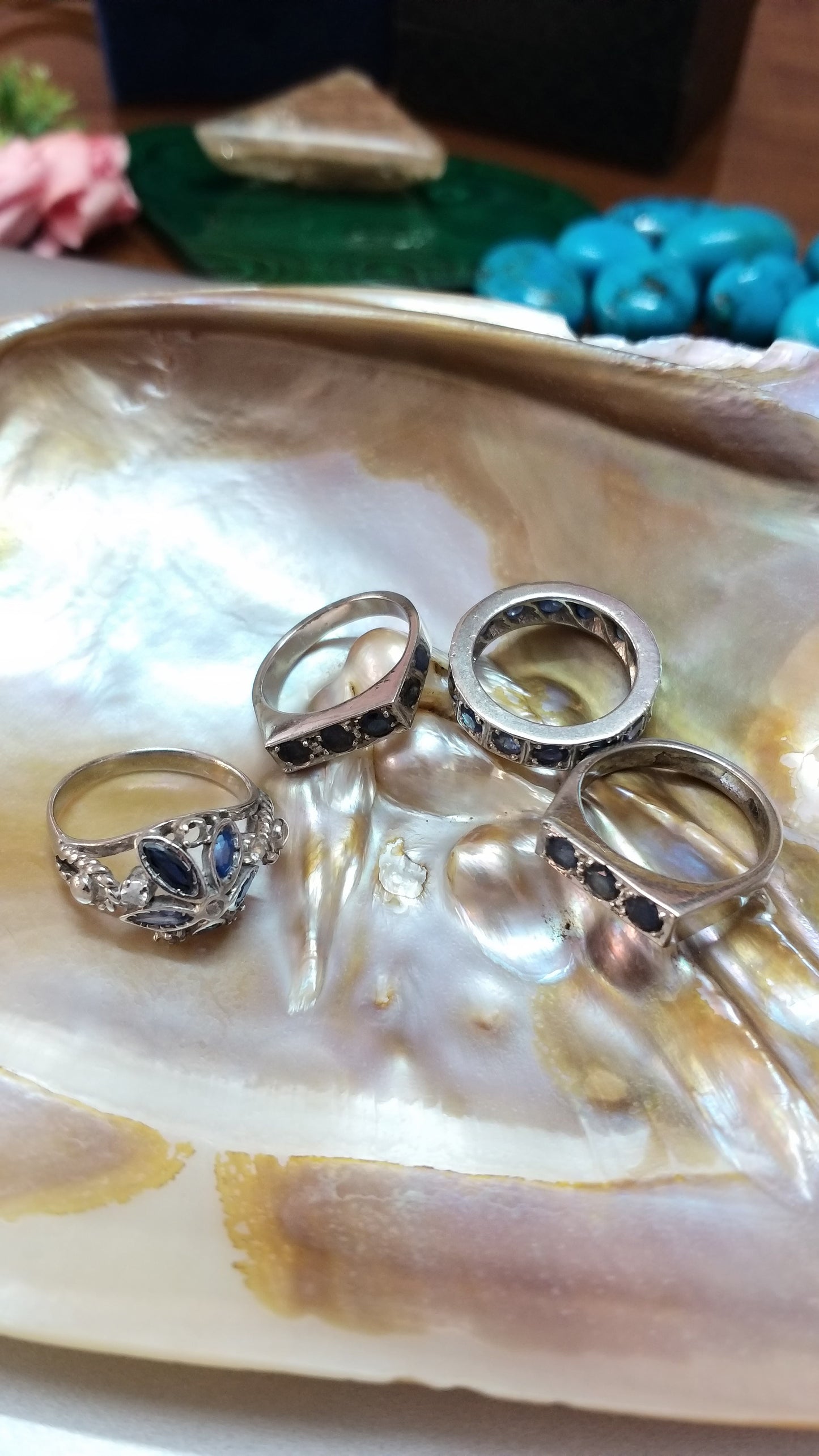 Natural Blue Sapphire Designer Silver Rings