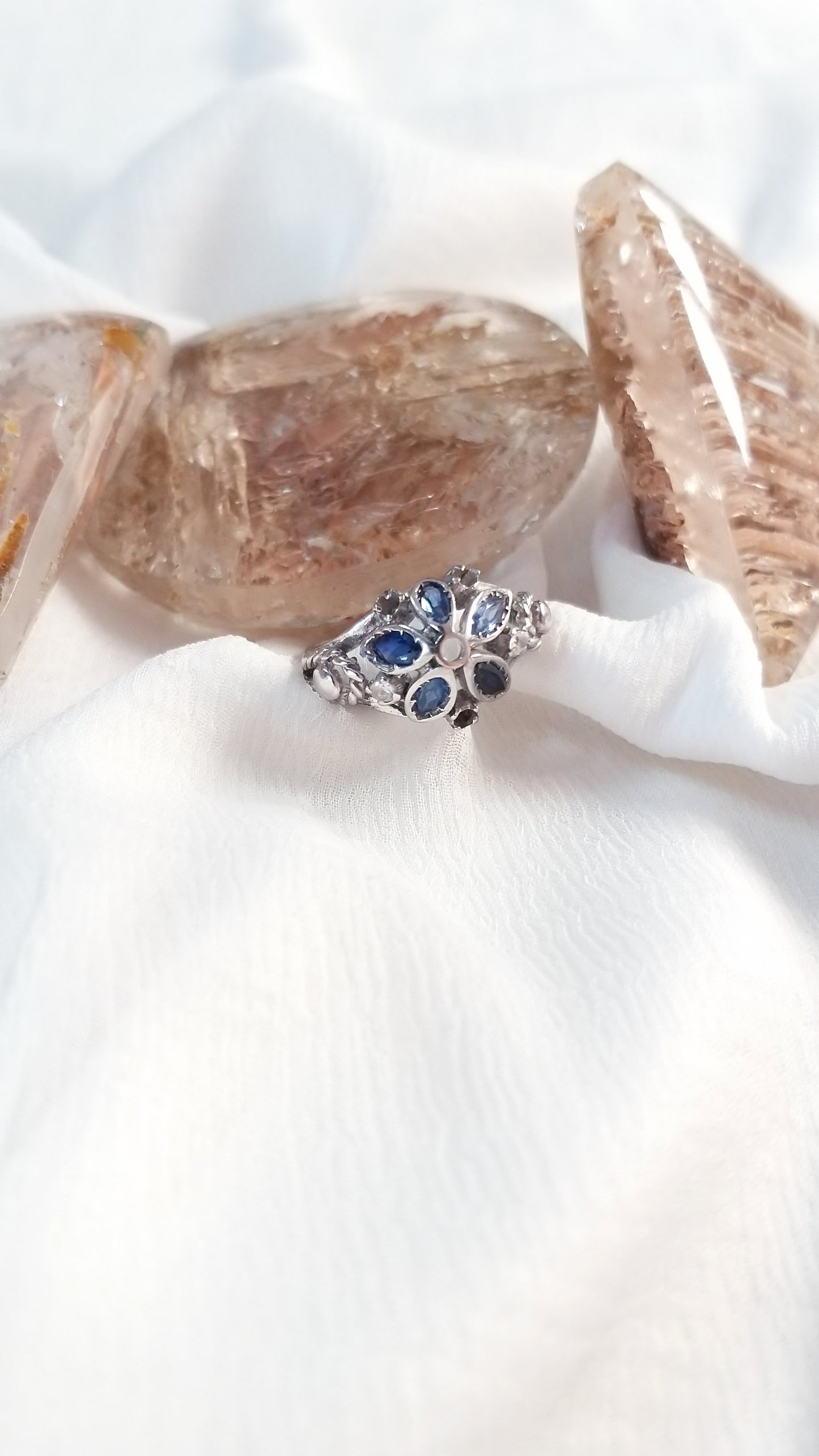 Natural Blue Sapphire Designer Silver Rings