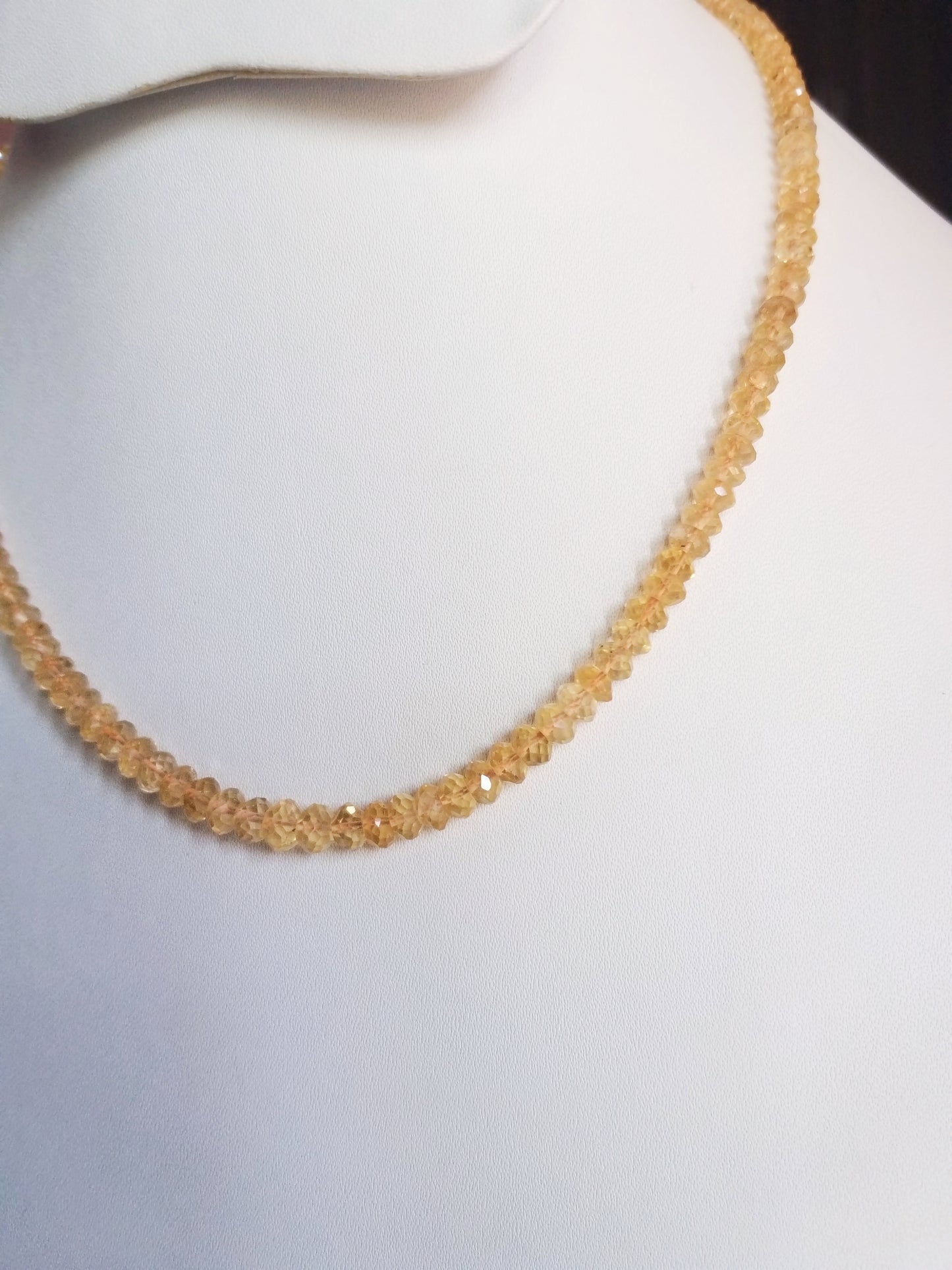 Natural Citrine Beads Necklace, Delicate Beaded Necklace