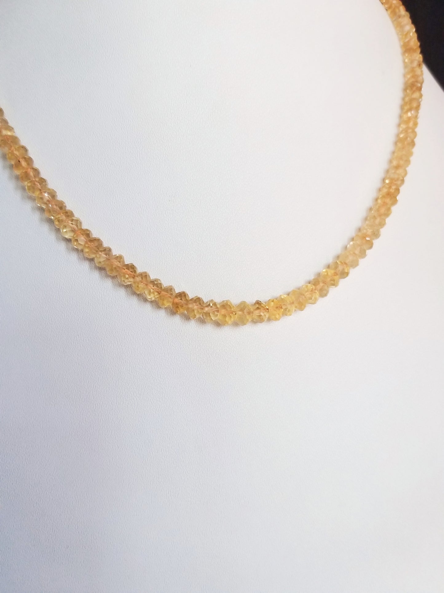 Natural Citrine Beads Necklace, Delicate Beaded Necklace