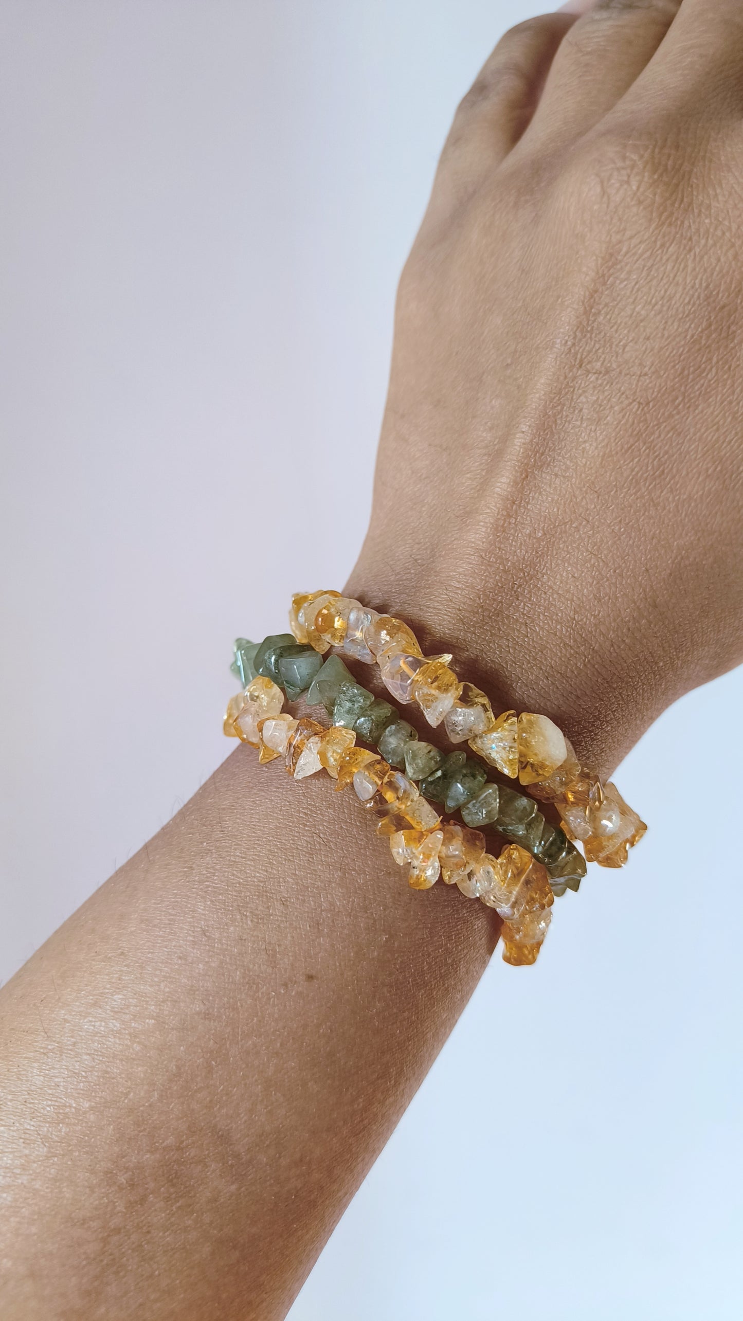 Natural Citrine and Jade Uncut Beads Bracelets