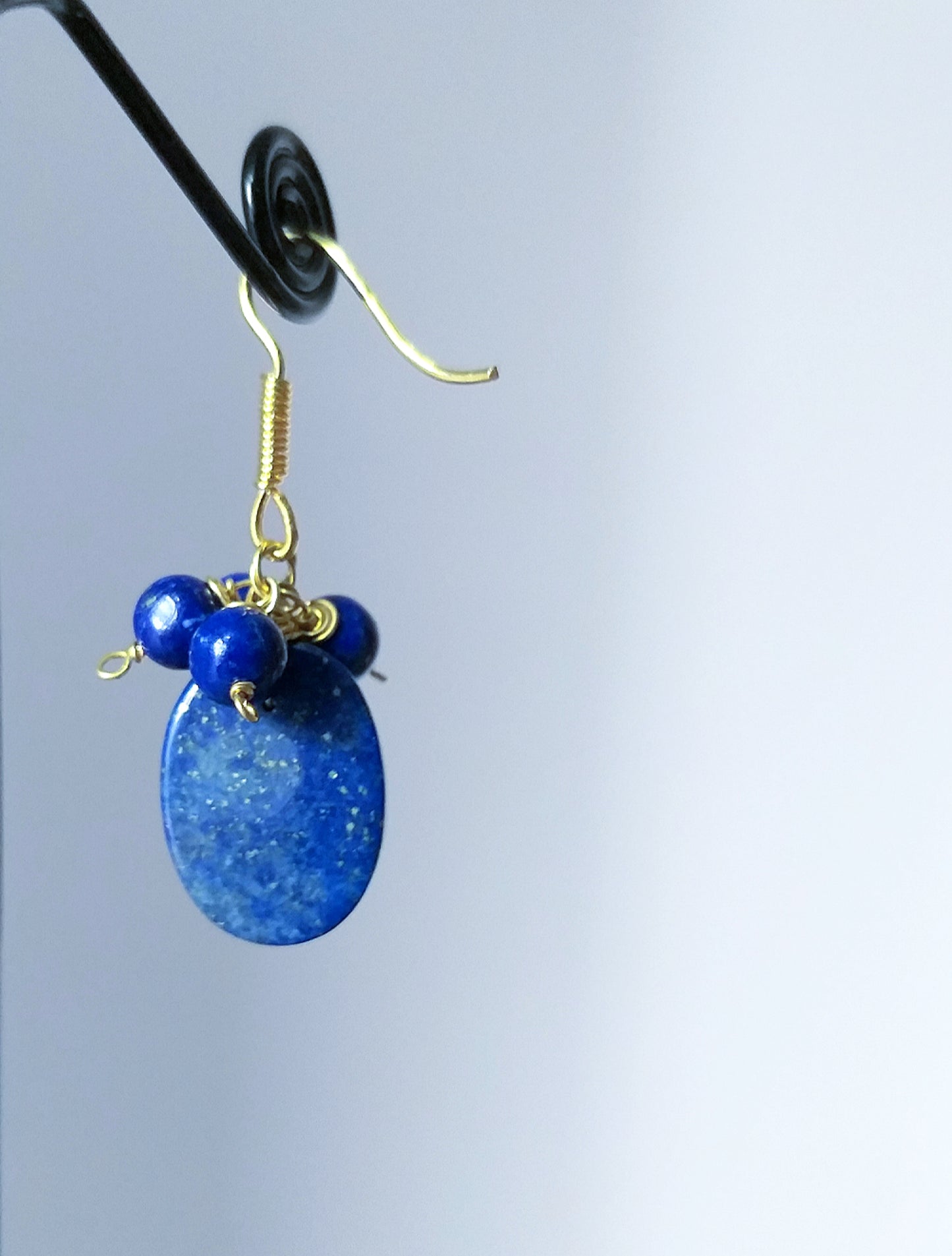 Natural Lapis Lazuli Dainty Drops Gemstone Earrings