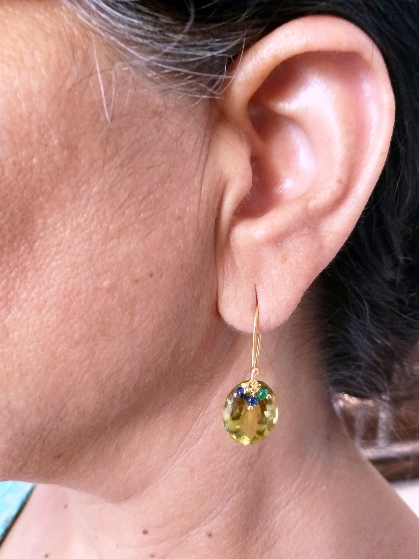 Natural Oval Lemon Quartz Buff Top Stone Small Gemstone Earrings